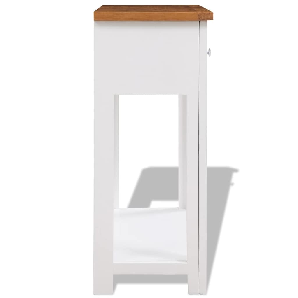 Solid Oak Wood Console Table with 2 Drawers Q49046