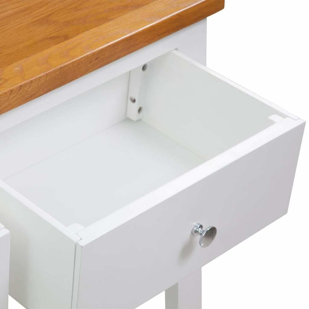 Solid Oak Wood Console Table with 2 Drawers Q49046
