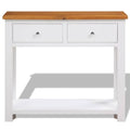 Solid Oak Wood Console Table with 2 Drawers Q49046