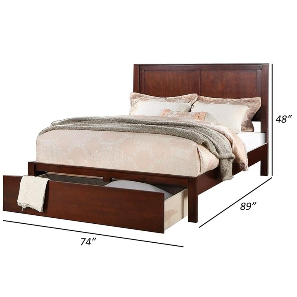 California King Solid Wood Platform Bed with Storage Drawer T477369
