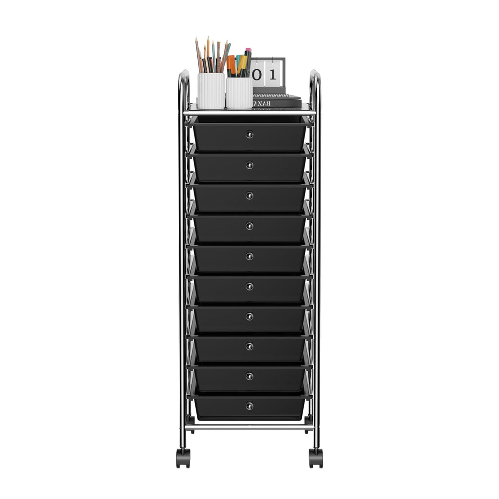 Rolling Utility Cart with 10 Drawers and Lockable Wheels V22765