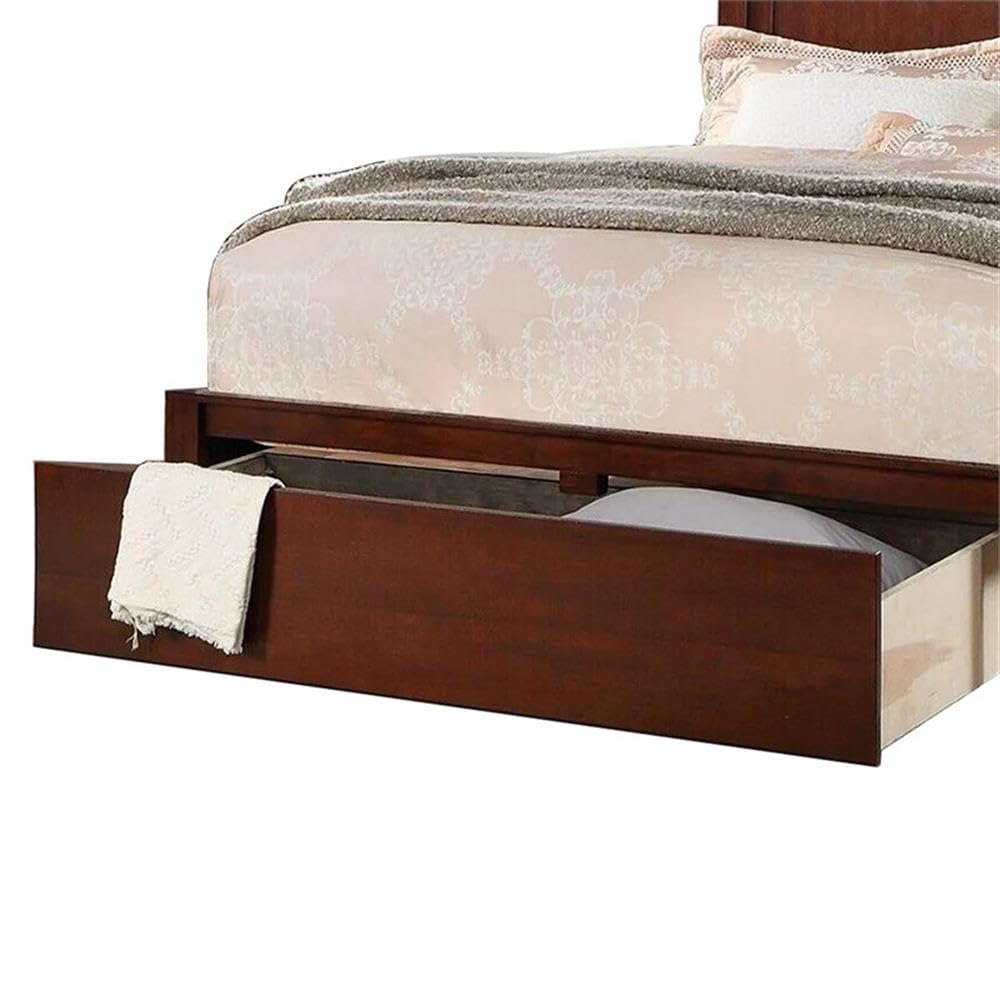 California King Solid Wood Platform Bed with Storage Drawer T477369
