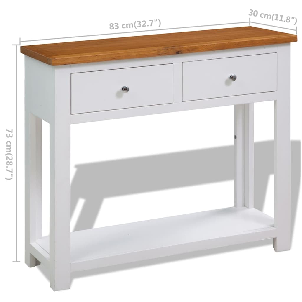 Solid Oak Wood Console Table with 2 Drawers Q49046