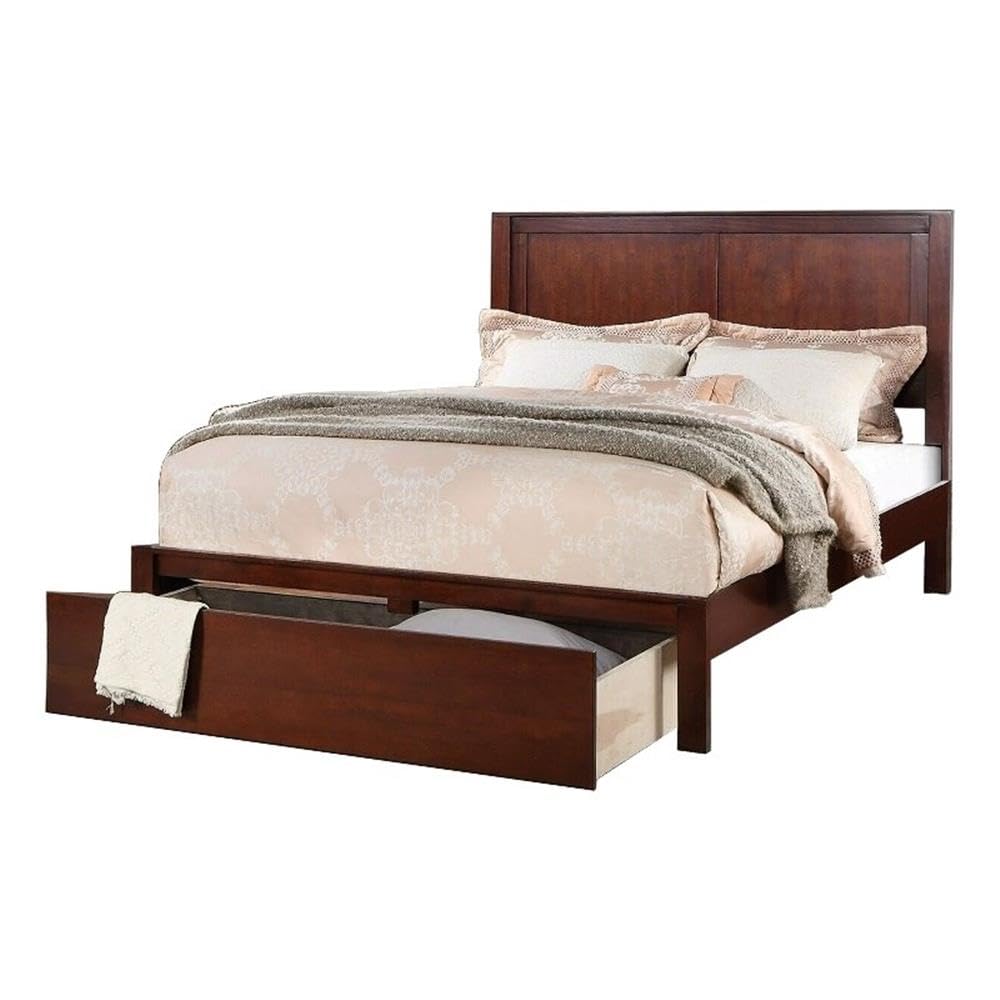California King Solid Wood Platform Bed with Storage Drawer T477369