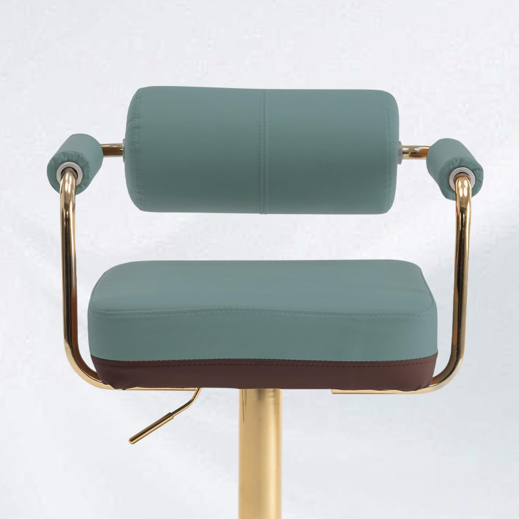 Set of 2 Green Adjustable PU Leather Bar Stools Q67393