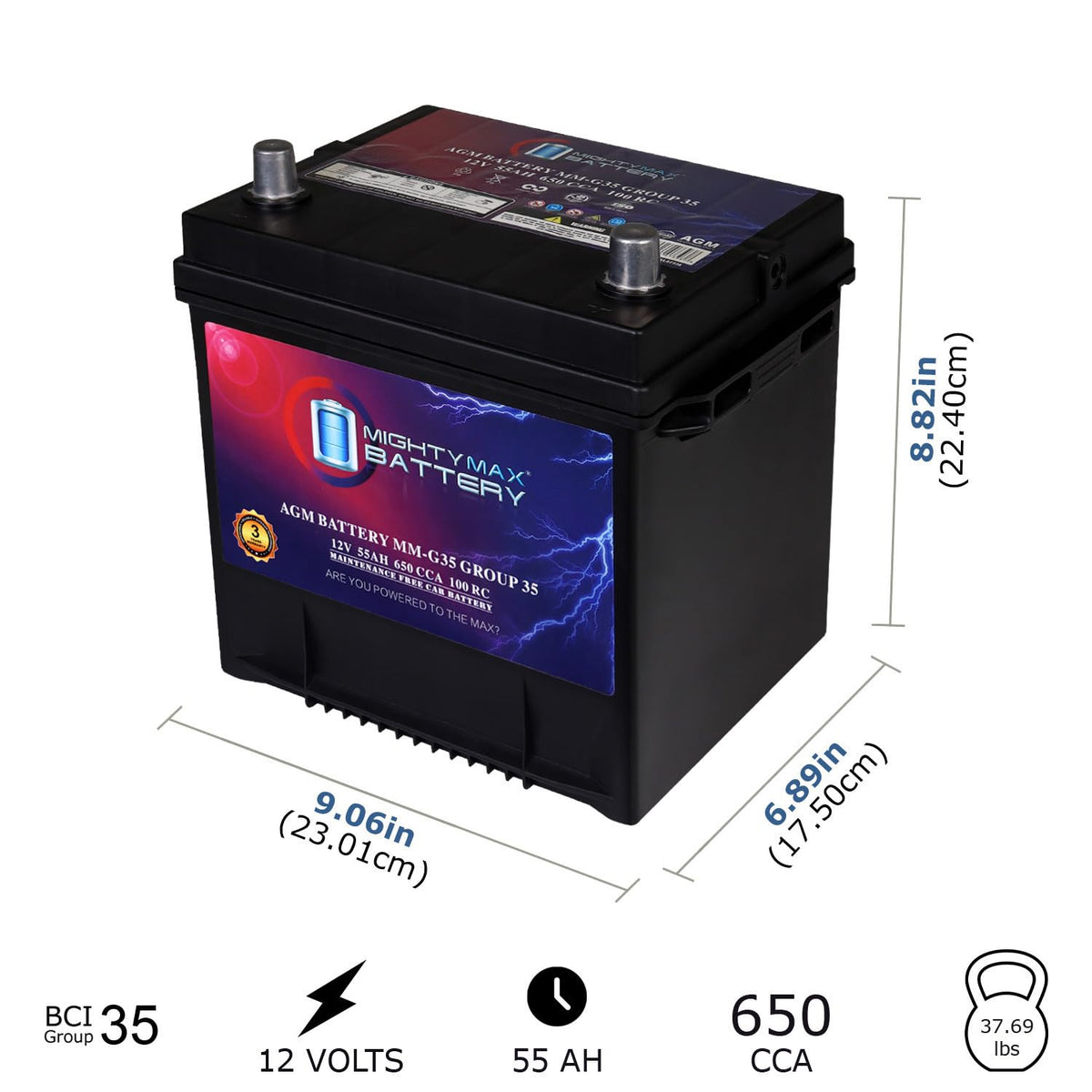 12V 55Ah AGM Replacement Battery C5479