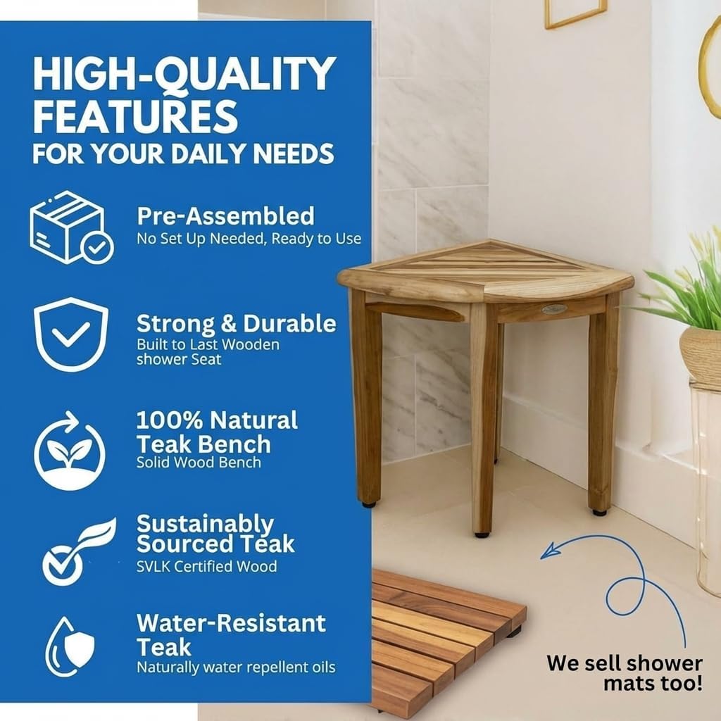 18” Teak Corner Shower Bench J674234