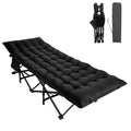 Camping Cot with Thick Mattress and Side Pocket, Black N640438