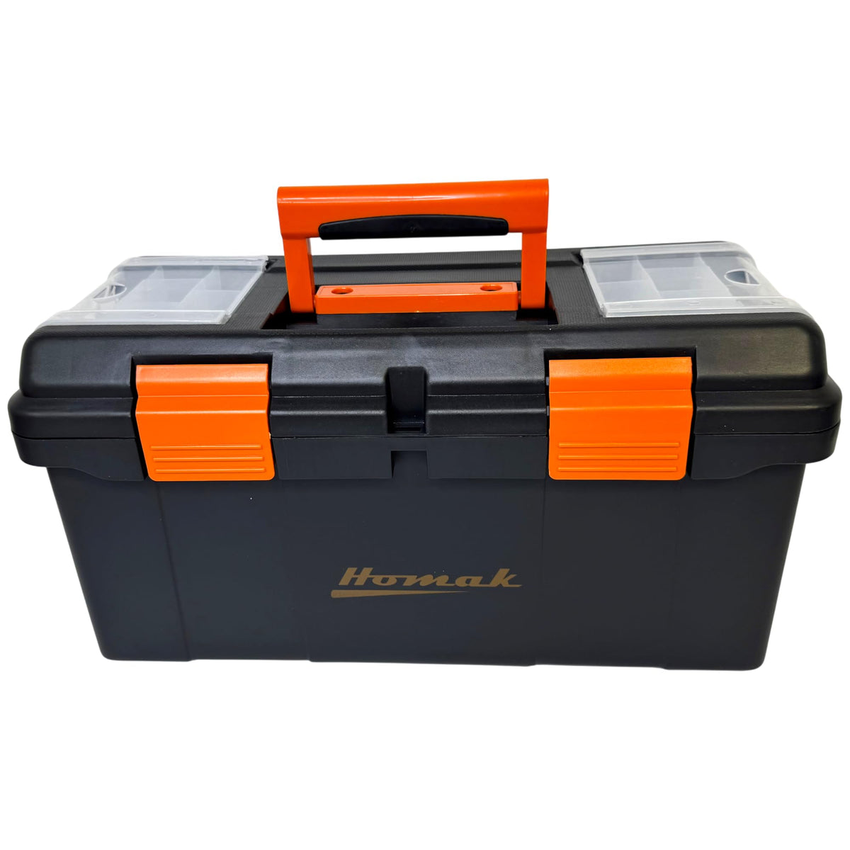 Plastic Tool Box with Tray and Dividers, Black, 19.25 Inches Z255553