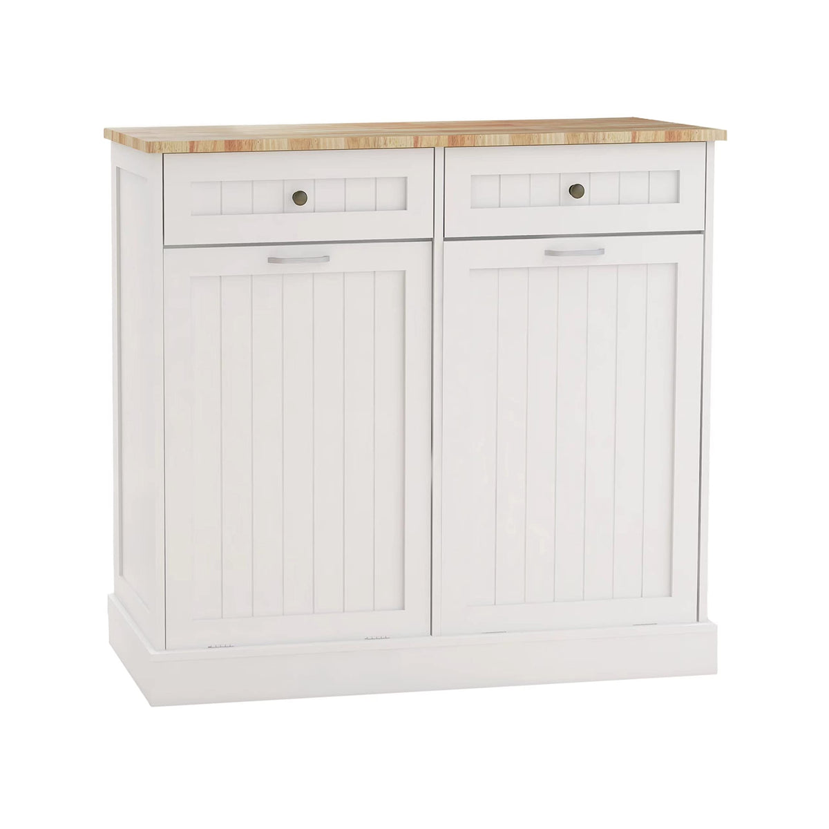 White 2 Drawer Tilt Out Trash Cabinet Y7511