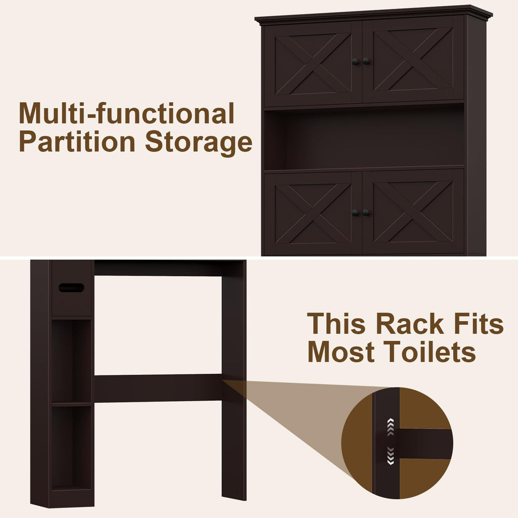 Over The Toilet Storage Cabinet with Doors & Paper Holder H7614