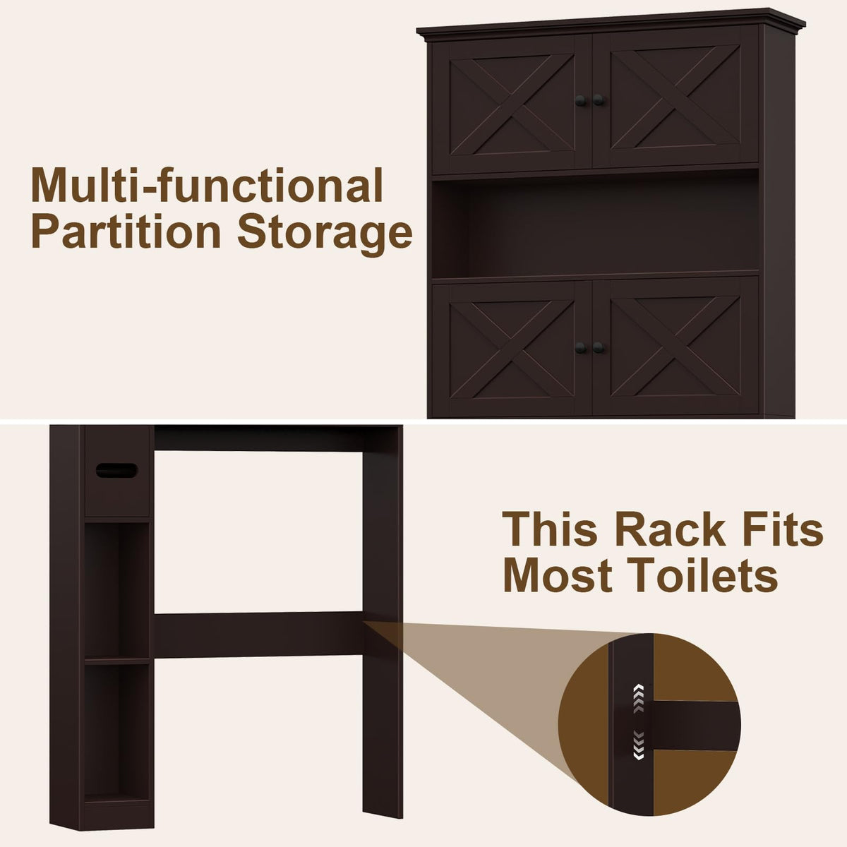 Over The Toilet Storage Cabinet with Doors & Paper Holder H7614