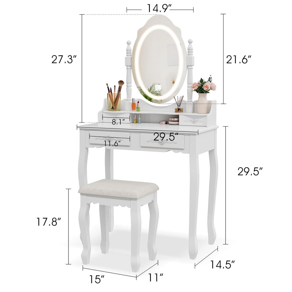 Vanity Desk with Mirror and Lights O63903