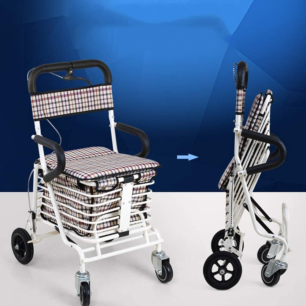 Folding Four Wheel Rollator Walker with Padded Seat Lockable Brakes B2491