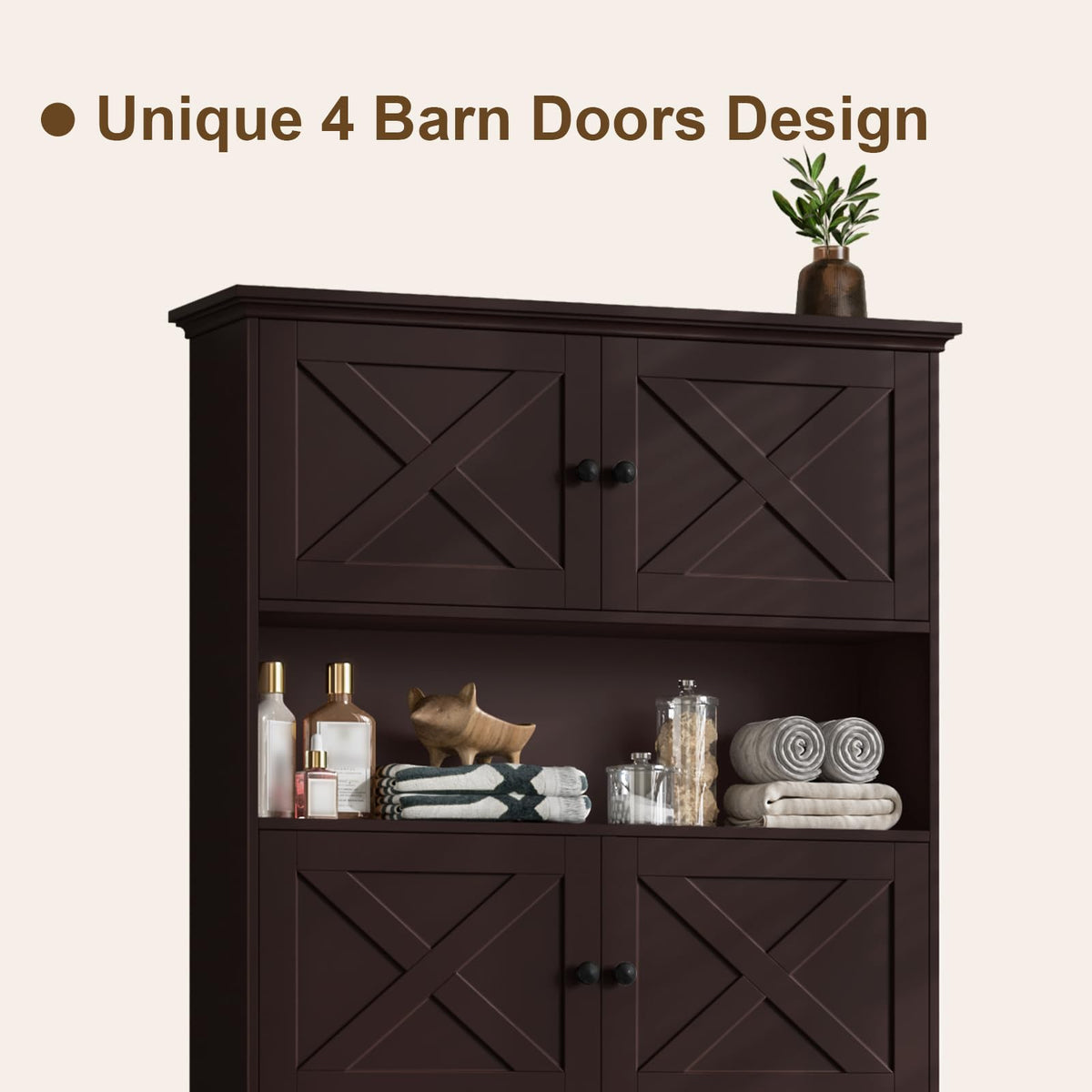 Over The Toilet Storage Cabinet with Doors & Paper Holder H7614