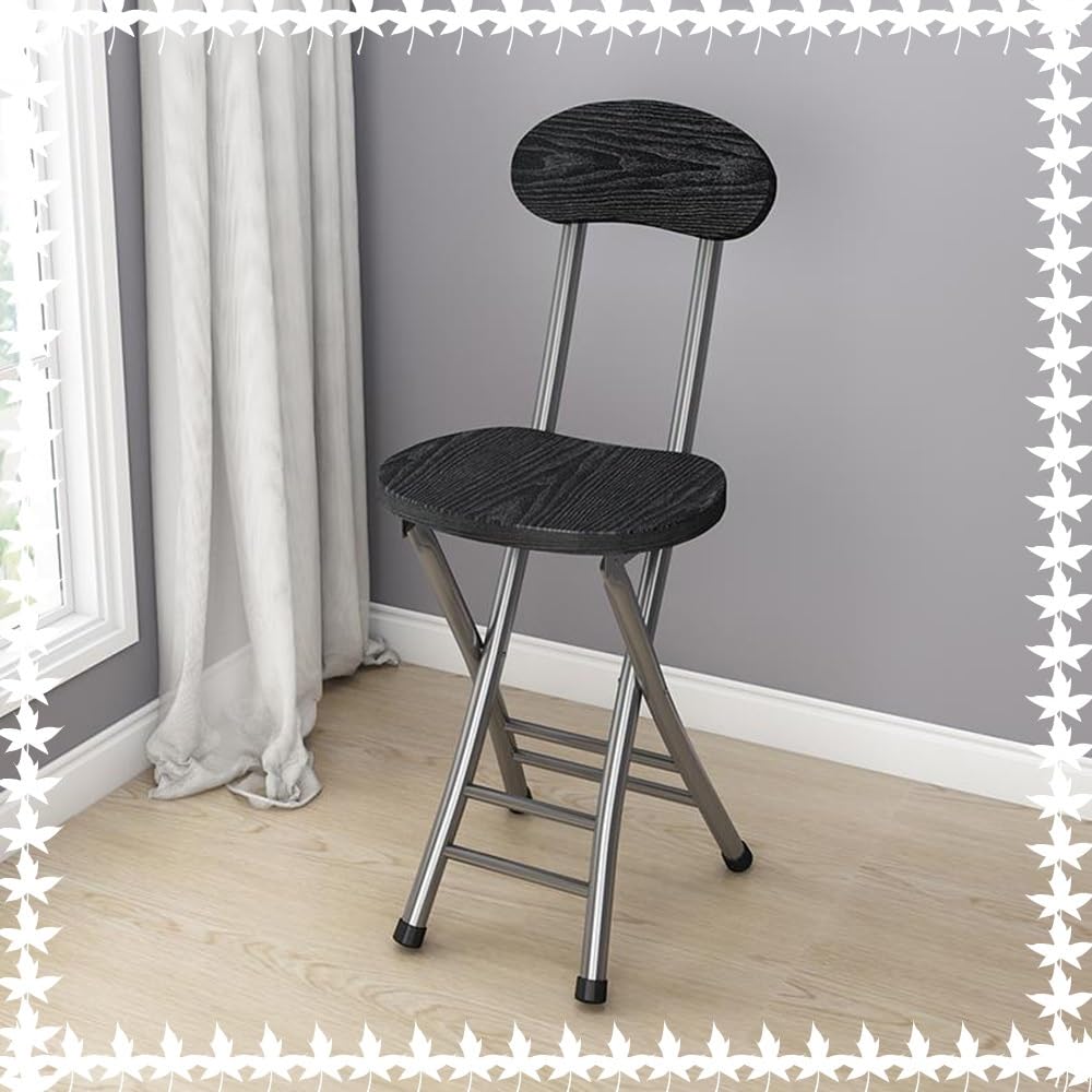 18 Inch Black Folding Bar Stools with Backrest Y58615