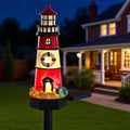Solar Powered LED Lighthouse Light Outdoor Garden Waterproof Resin Automatic Sensor Q82372