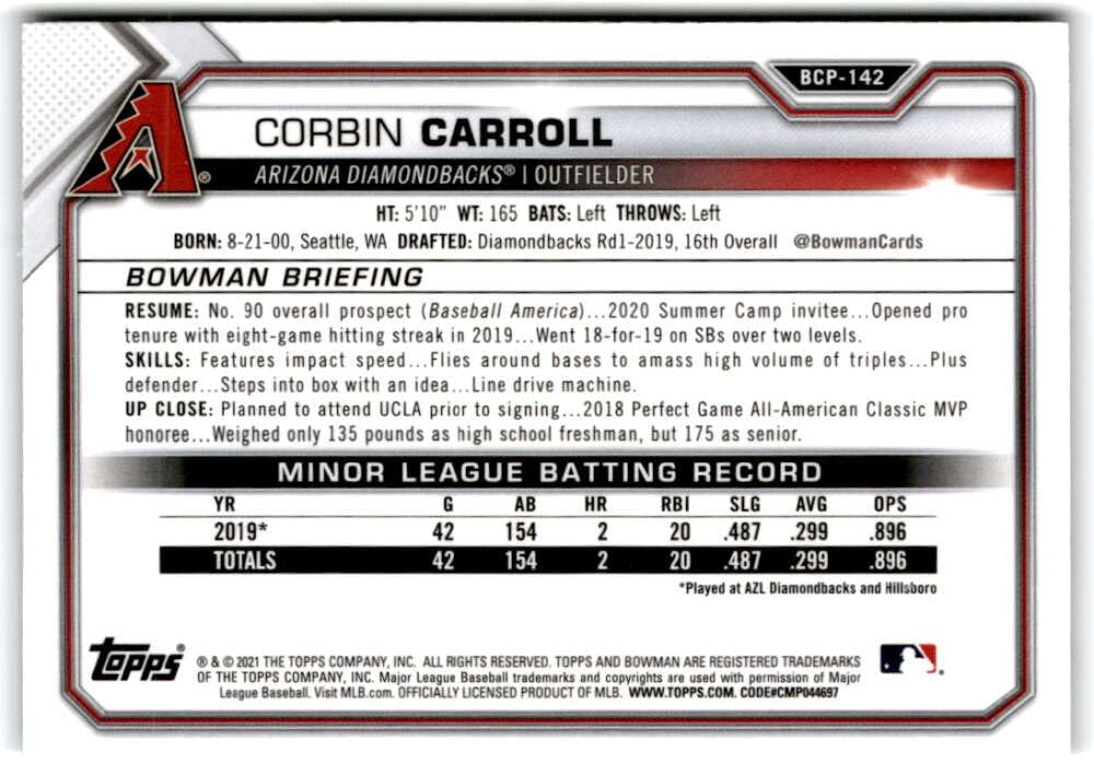 2021 Bowman Chrome Mega Box Mojo Refractor Baseball G308178