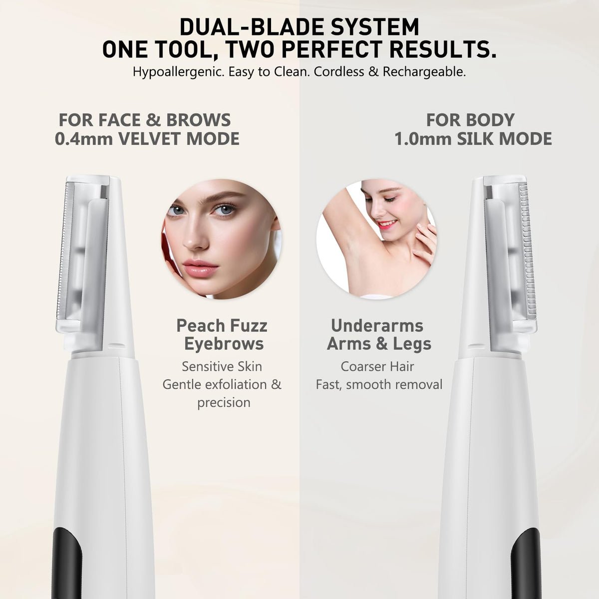 3 Speeds LED Electric Dermaplaning Tool with 12 Replaceable Blades G888