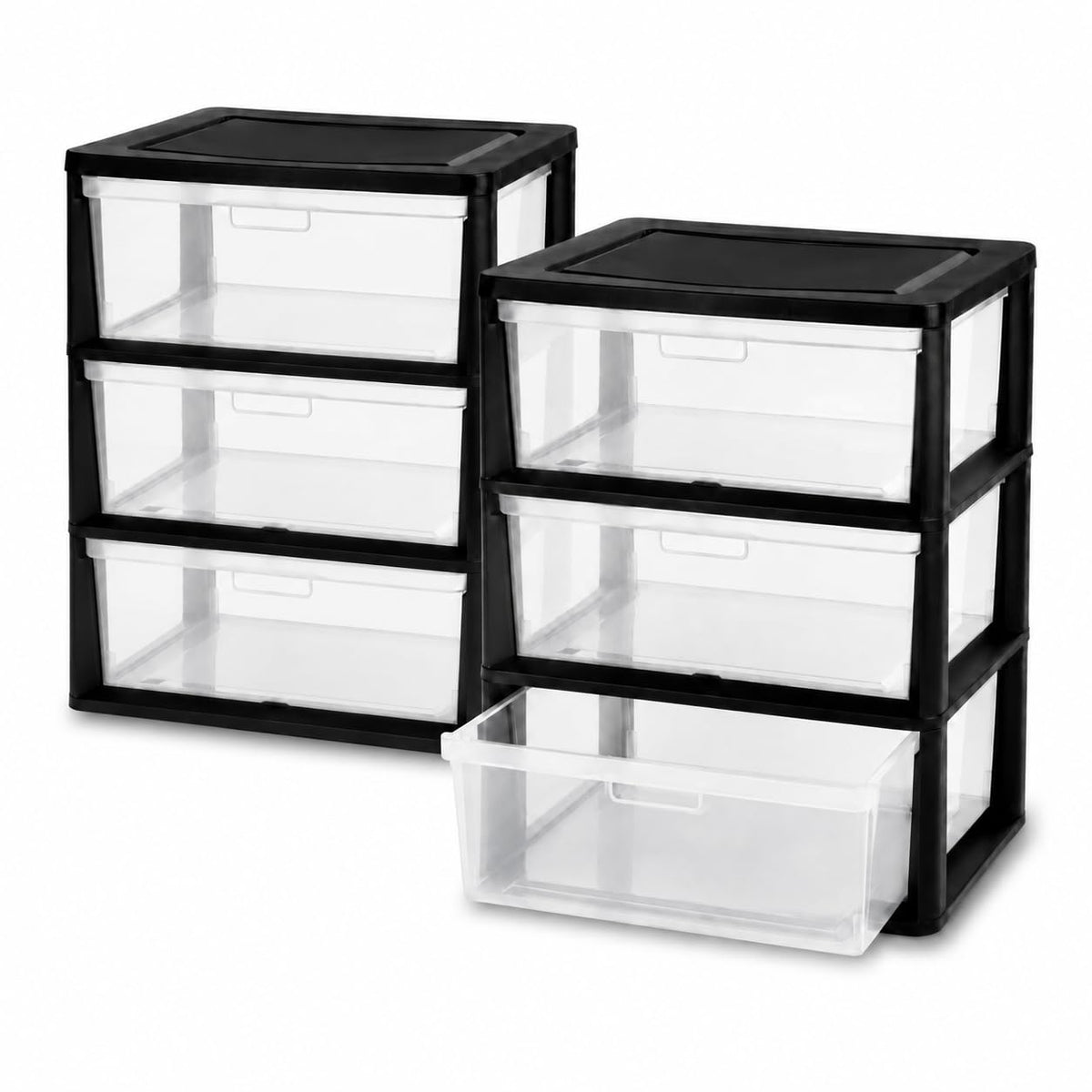 Plastic 3 Drawer Storage Tower with Clear Removable Bins K253480