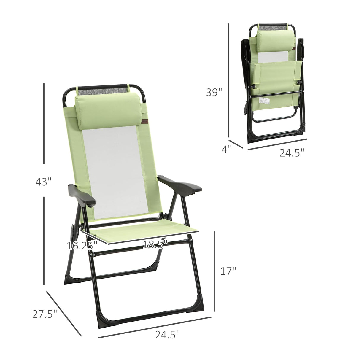 Folding Patio Dining Chairs Set of 2 Green X2554
