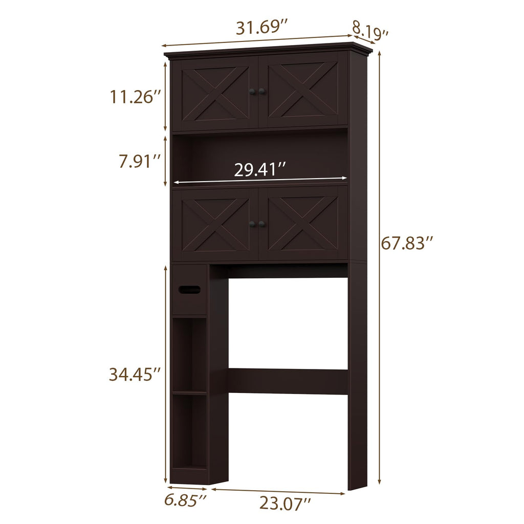 Over The Toilet Storage Cabinet with Doors & Paper Holder H7614