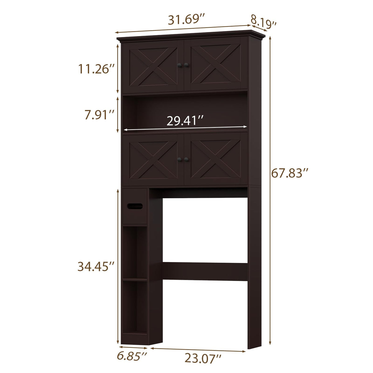 Over The Toilet Storage Cabinet with Doors & Paper Holder H7614