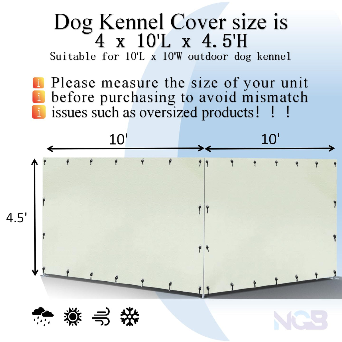10'W x 10'L 600D Waterproof Oxford Fabric Kennel Cover M157