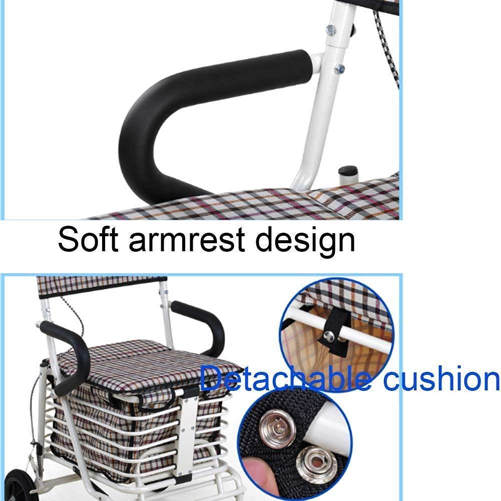 Folding Four Wheel Rollator Walker with Padded Seat Lockable Brakes B2491