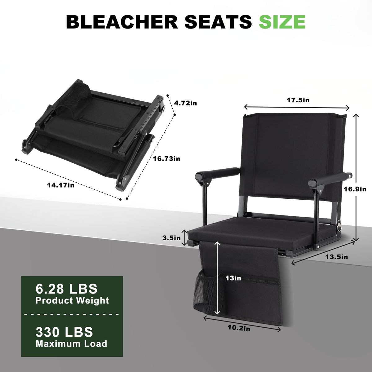 2 PCS Stadium Seats with Back Support E2509