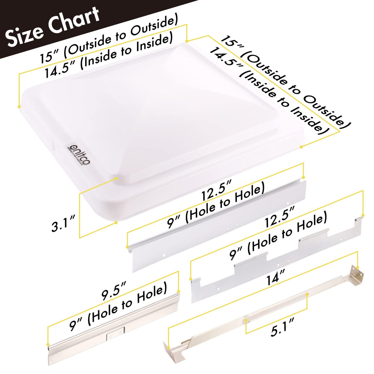 White RV Vent Lid Replacements 2-Pack D192