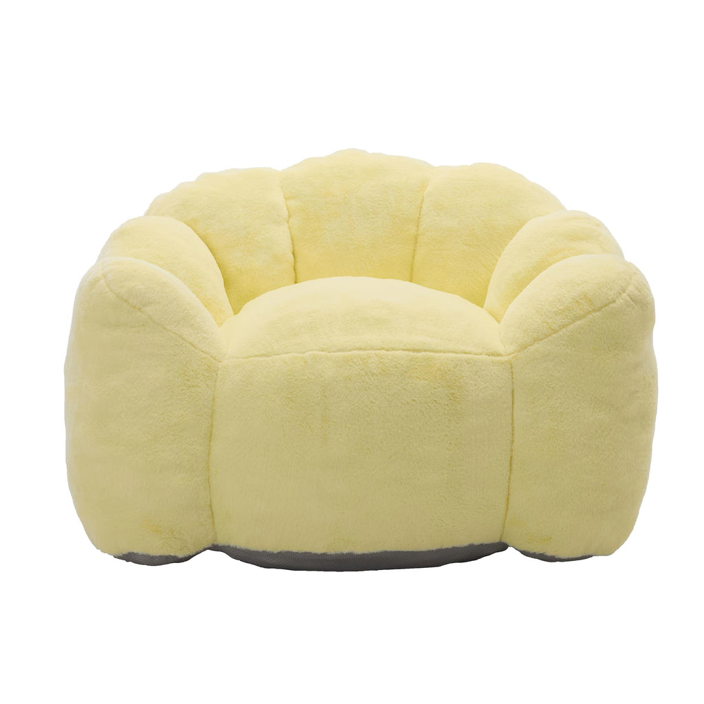 Large Yellow Faux Fur Bean Bag Chair N482595