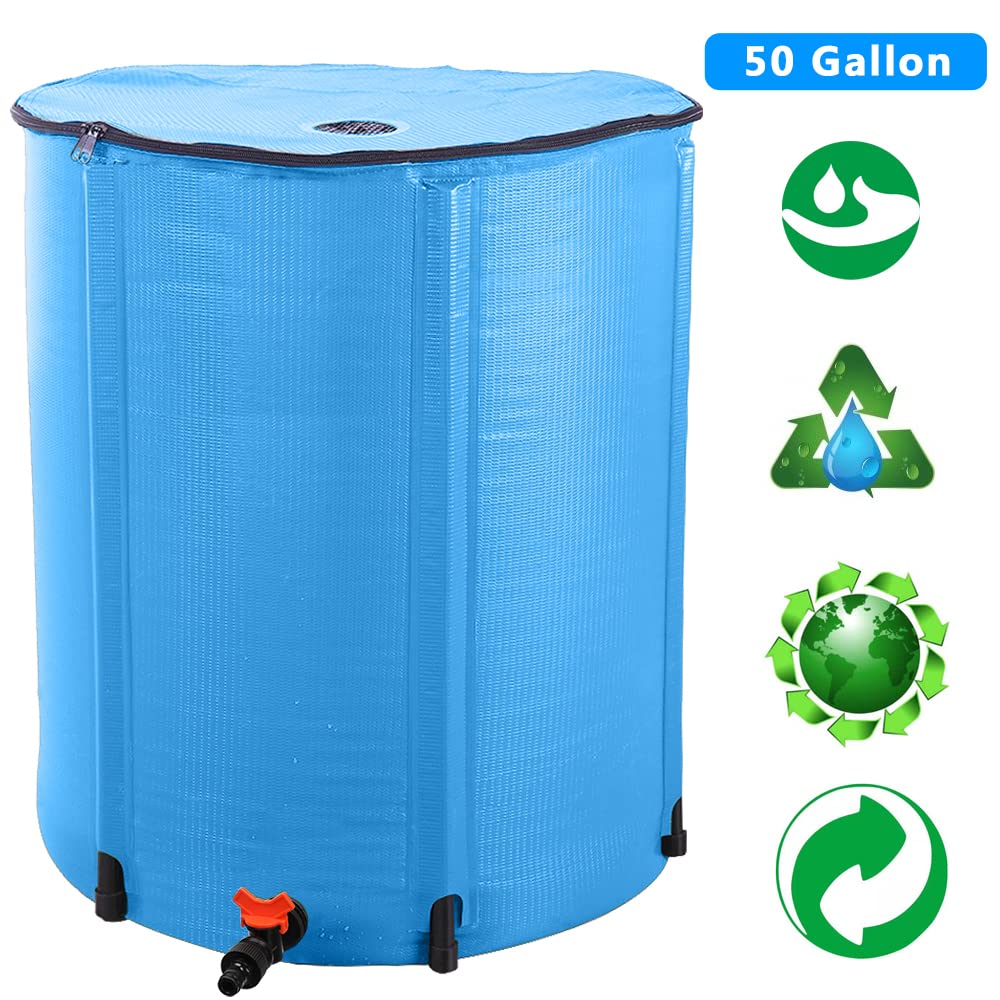 50 Gallon Collapsible Rain Barrel with Filter Spigot Overflow Kit A429