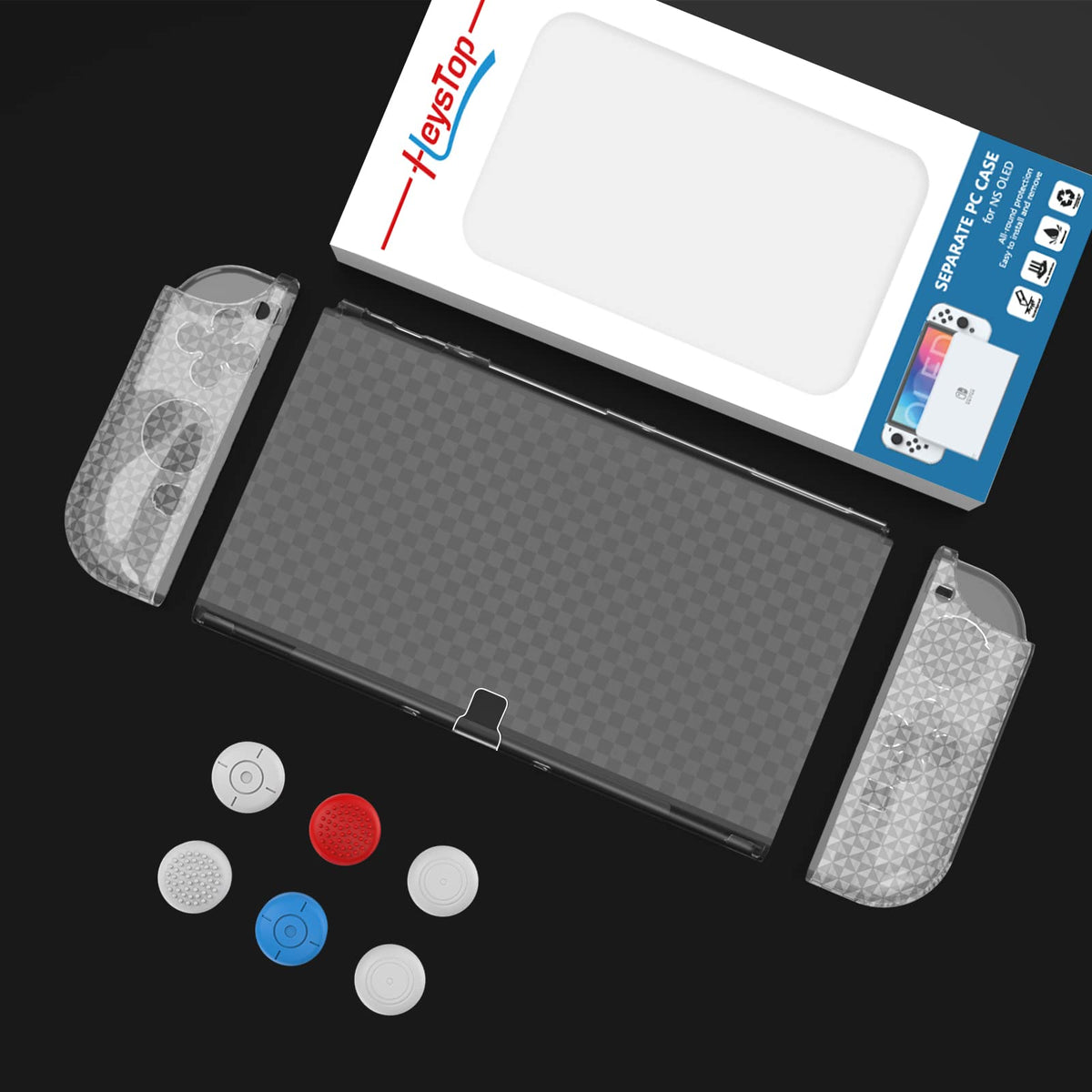 Switch OLED Dockable Hard PC Case with Thumb Stick Caps M12853
