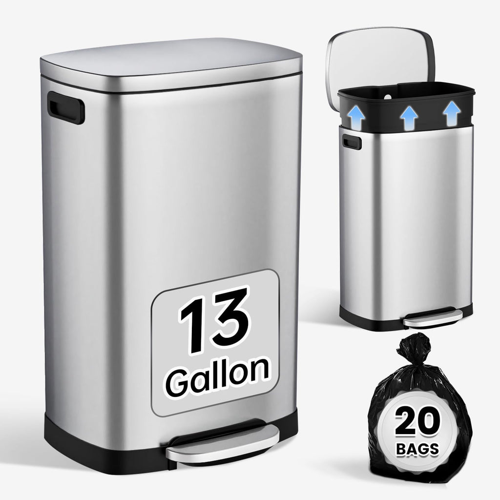 13 Gal Stainless Steel Kitchen Trash Can P707997