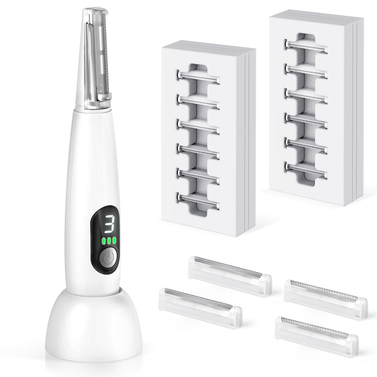 3 Speeds LED Electric Dermaplaning Tool with 12 Replaceable Blades G888