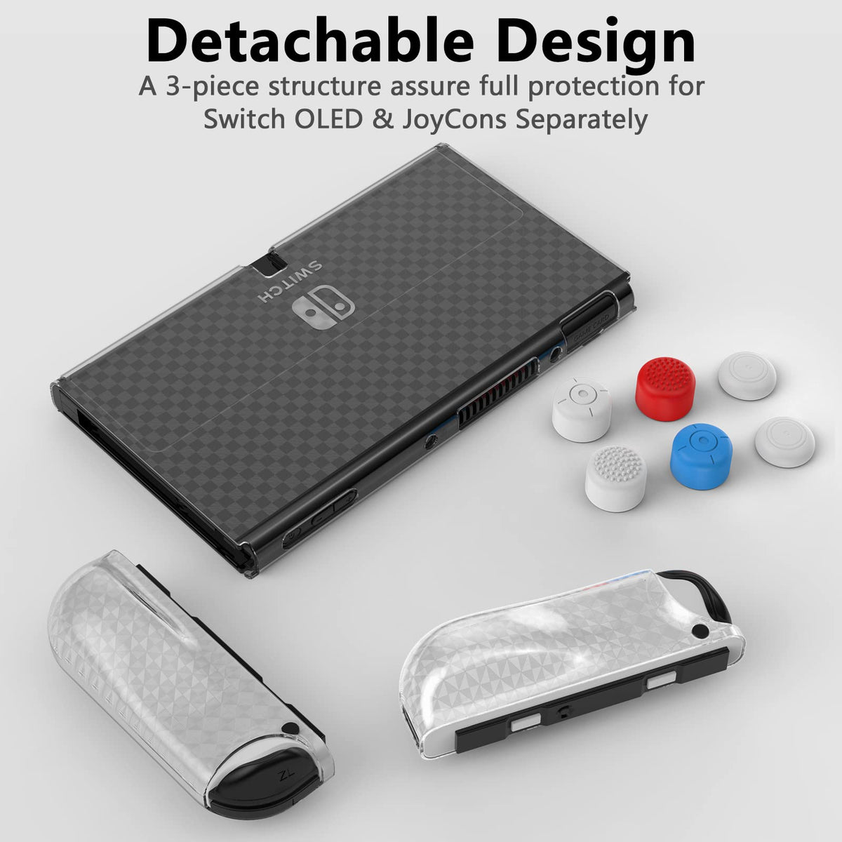 Switch OLED Dockable Hard PC Case with Thumb Stick Caps M12853