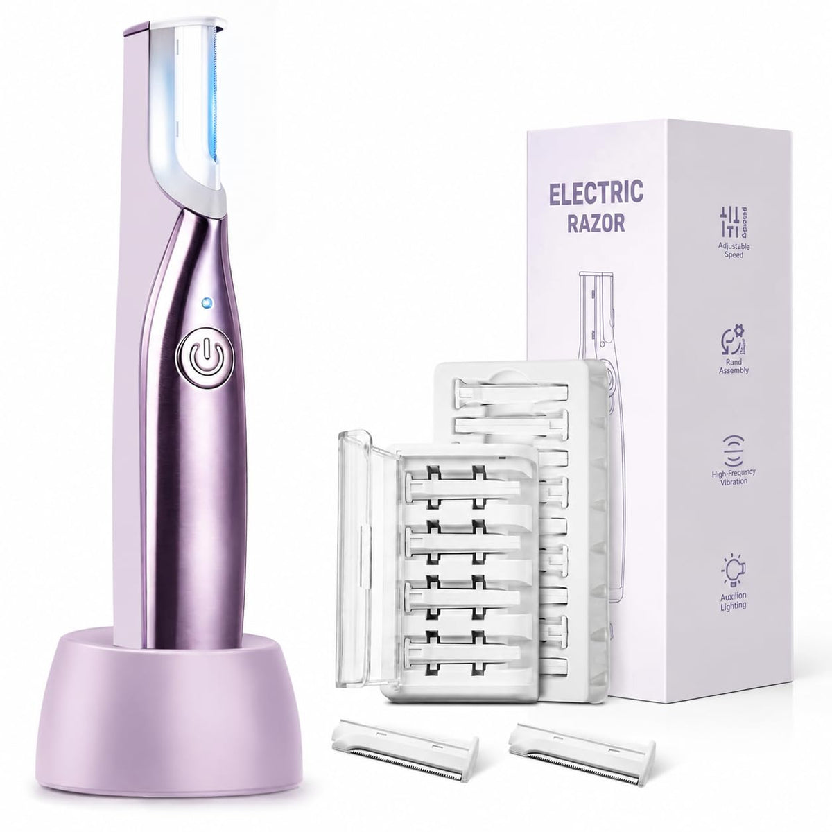 Sonic Dermaplaning Tool with LED Light, Rechargeable Facial Hair Remover M96397