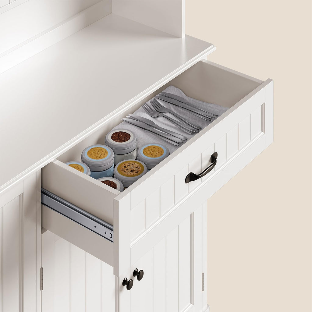 Tall White Kitchen Storage Cabinet with Door and Shelves G7934