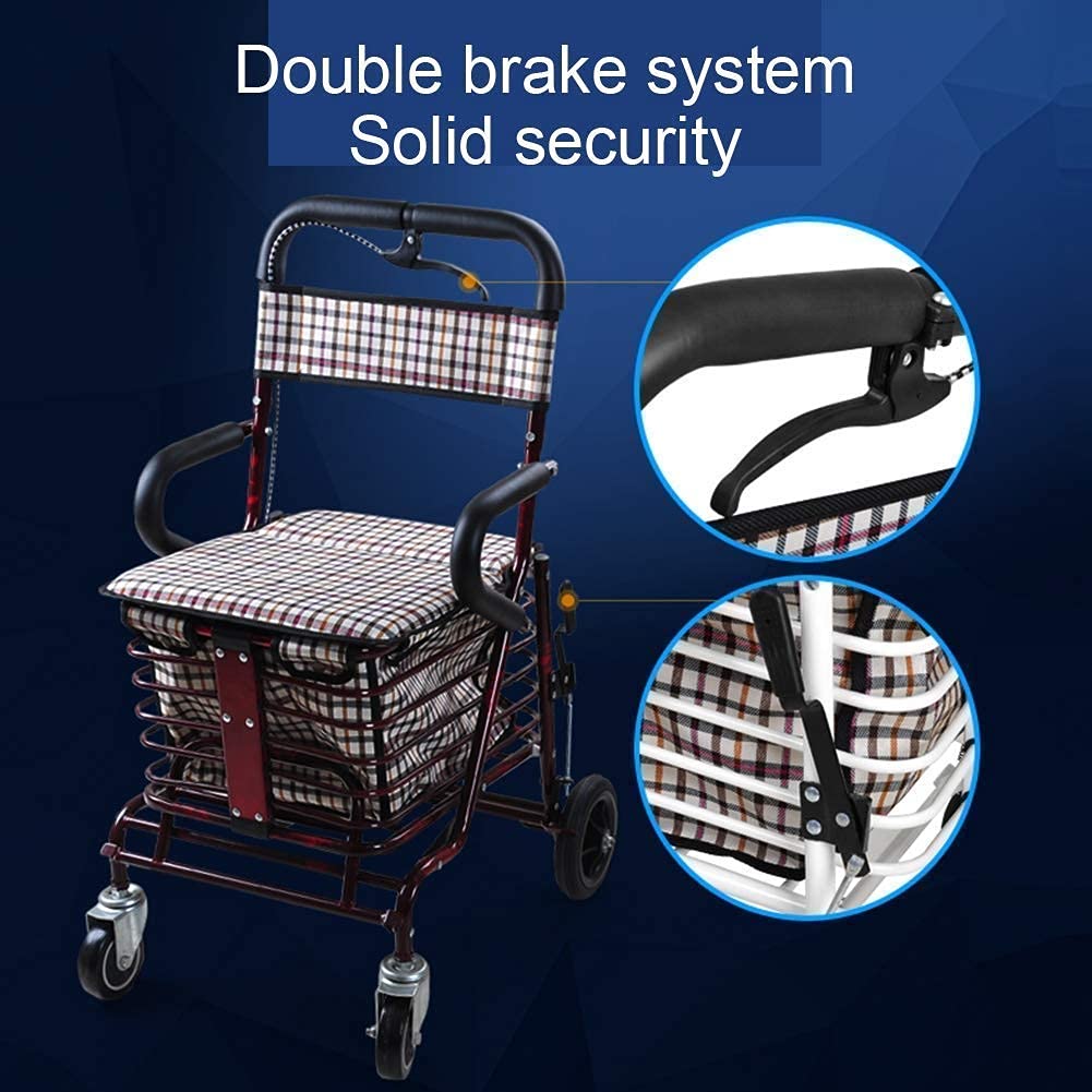 Folding Four Wheel Rollator Walker with Padded Seat Lockable Brakes B2491