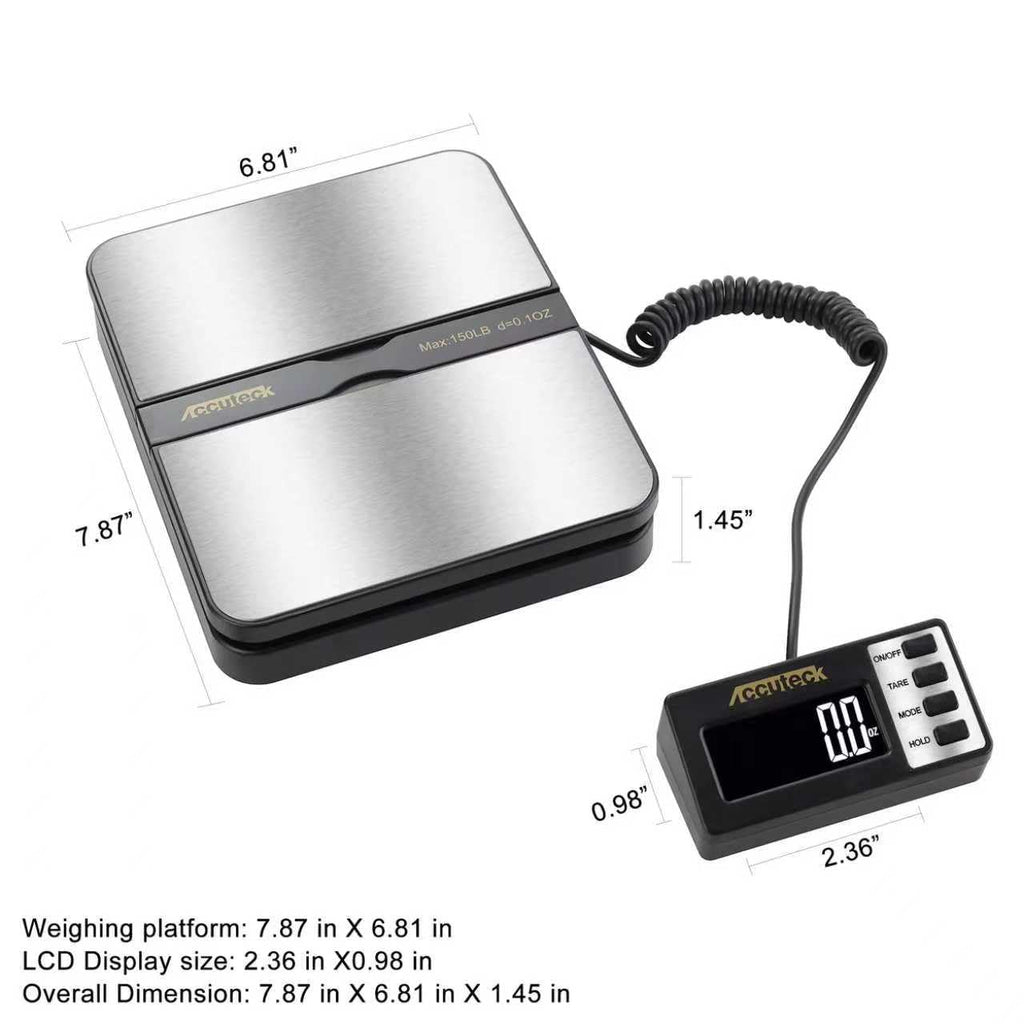 150Lbs 0.1OZ Digital Postal Scale Stainless Steel O719405