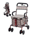 Folding Four Wheel Rollator Walker with Padded Seat Lockable Brakes B2491