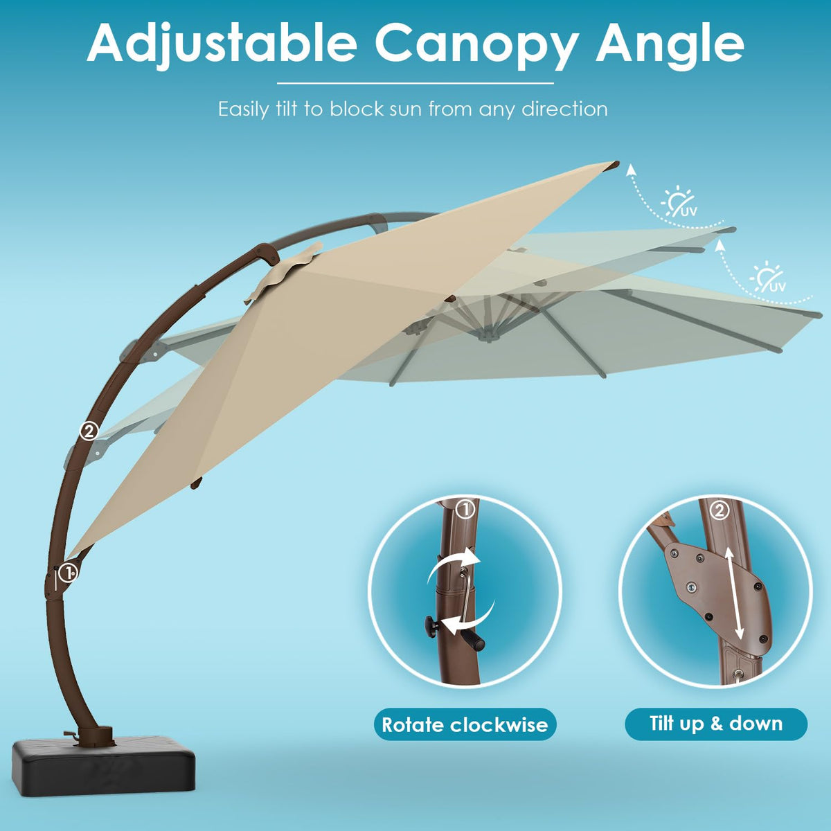 11-FT Patio Offset Cantilever Umbrella with Base N31245