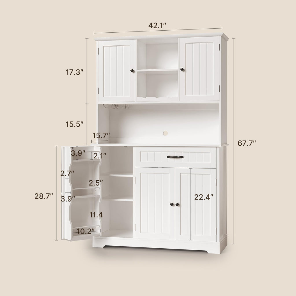 Tall White Kitchen Storage Cabinet with Door and Shelves G7934