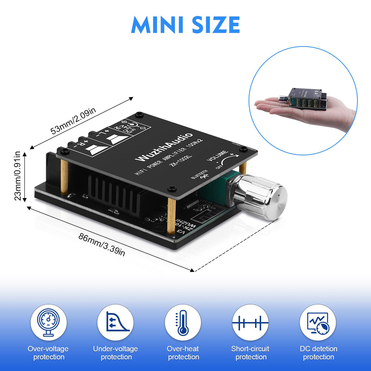 200W Audio Power Amplifier Board with Bluetooth and AUX Inputs E20531