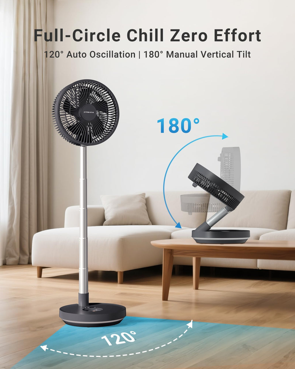 10" Portable Oscillating Fan with 10000mAh Rechargeable Battery S4285