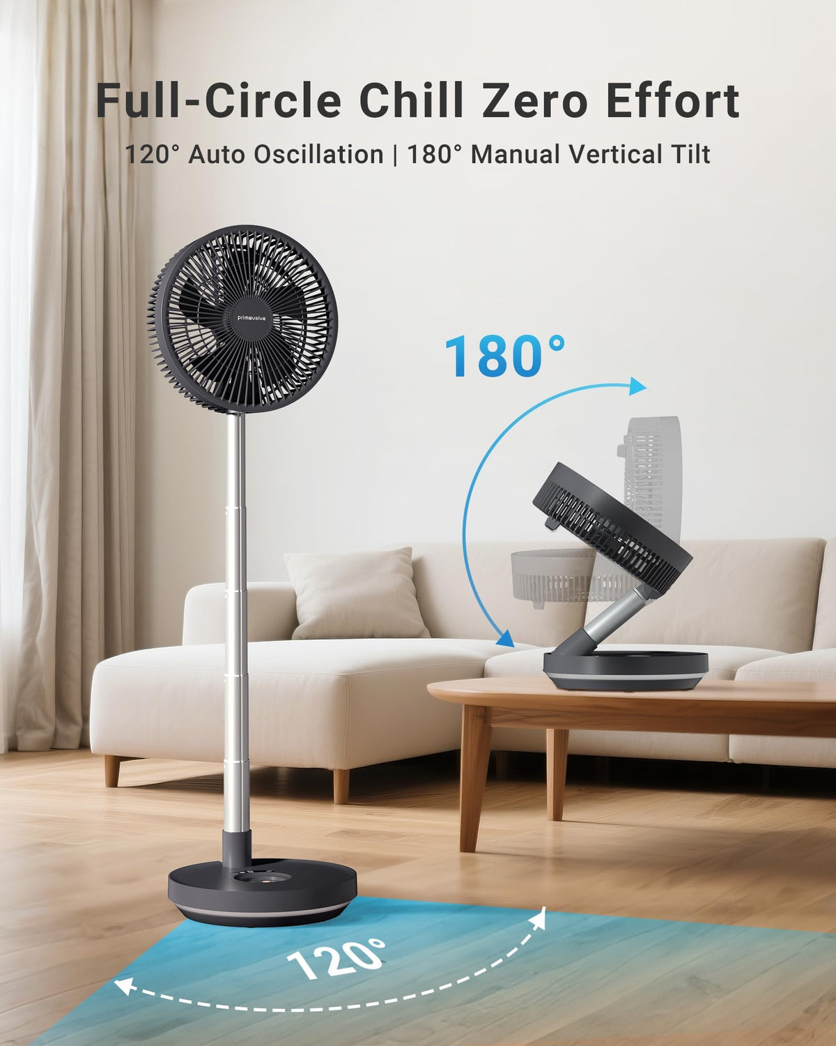 10" Portable Oscillating Fan with 10000mAh Rechargeable Battery S4285