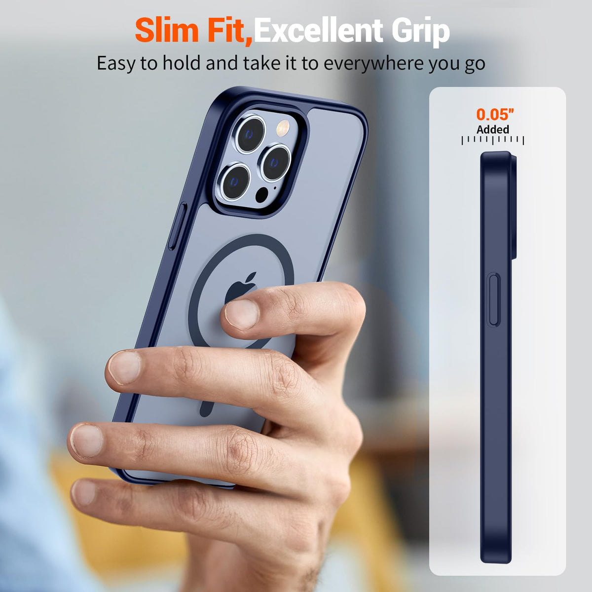 Magnetic iPhone 13 Pro Max Case Navy Blue H2071