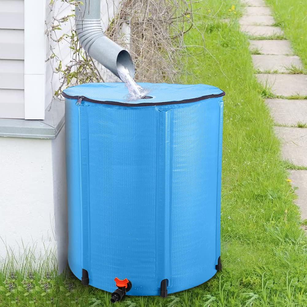 50 Gallon Collapsible Rain Barrel with Filter Spigot Overflow Kit A429