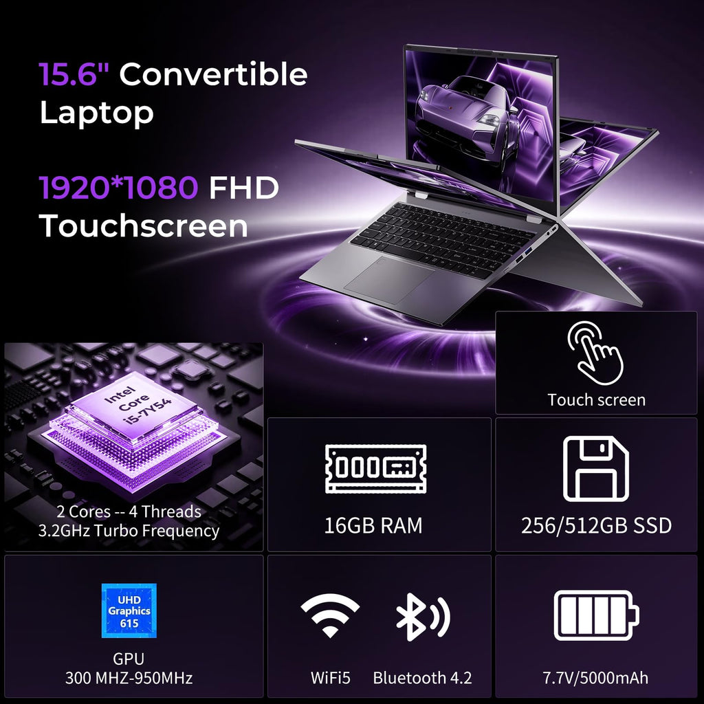 15.6" 2-in-1 Touchscreen Laptop Computer, 16GB RAM 256GB SSD J250